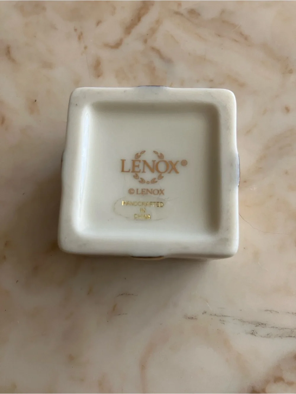 Lenox White Porcelain Jewelry Box with Gold Bow